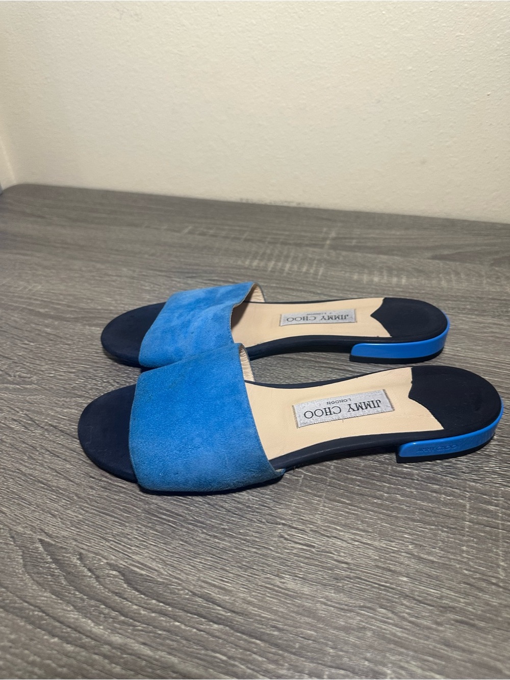 Jimmy Choo Cobalt Blue Suede Slide Mules
